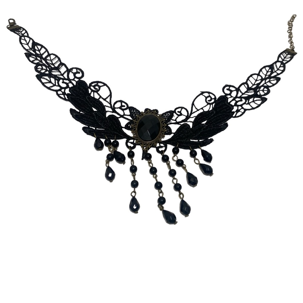 Lot of 4 Fashion Jewelry Gothic / Antique / Victorian Lace Choker Necklaces - Picture 5 of 11